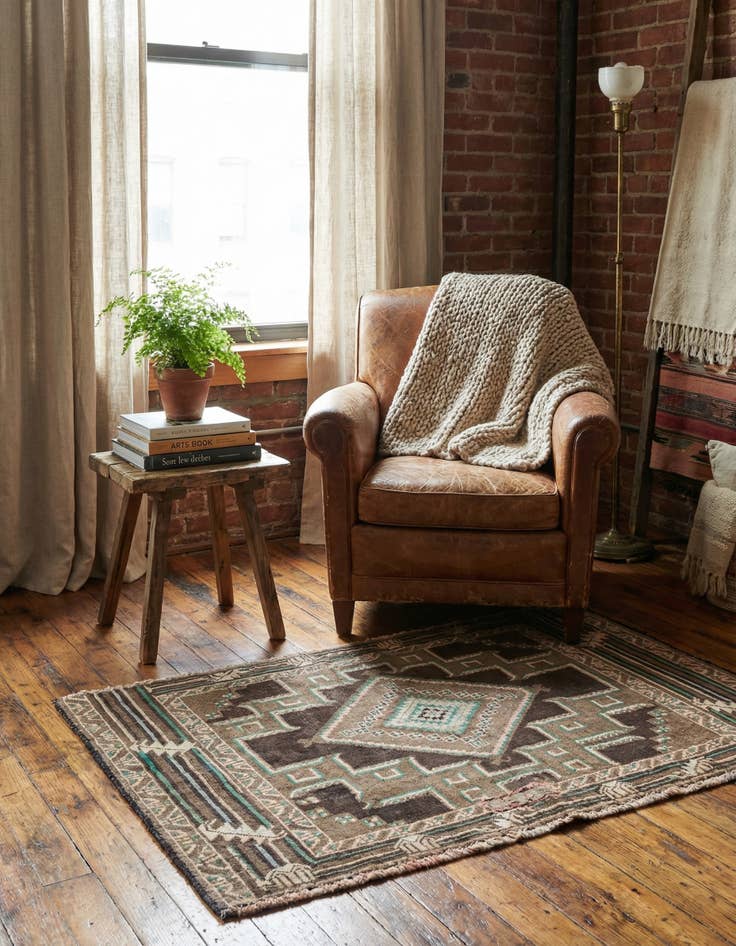 Detail image of 2' 7 x 3' 9  Hand Knotted Ultra Vintage Persian Wool Rug