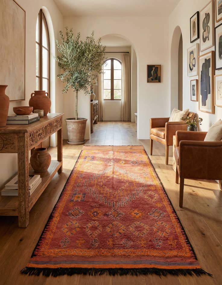 Detail image of 6' 5 x 12' 5 Hand Knotted Moroccan Wool Runner Rug
