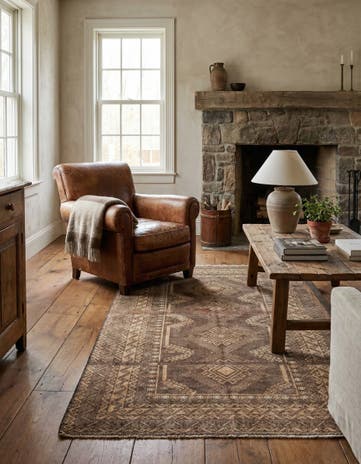 4' 1 x 7' 1 Hand Knotted Ultra Vintage Persian Wool Rug
