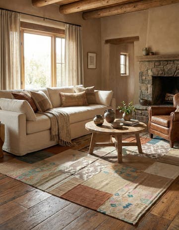 6' x 7' 9 Hand Woven Kilim Patchwork Wool Rug