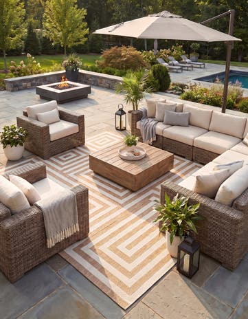 13' x 13' Easy-Clean Modern Indoor / Outdoor Square Rug