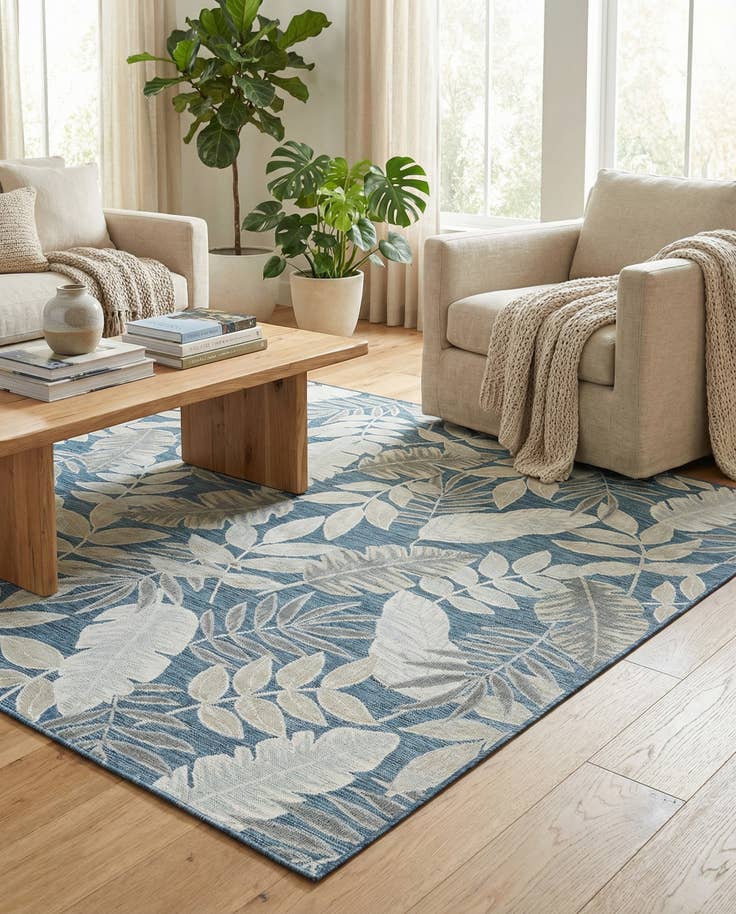 Detail image of 8' 2 x 8' 2 Easy-Clean Botanical Indoor / Outdoor Square Rug