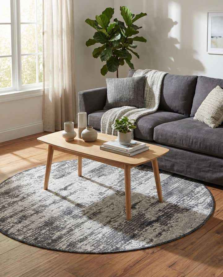 4' x 4' Easy-Clean Modern Indoor / Outdoor Round Rug