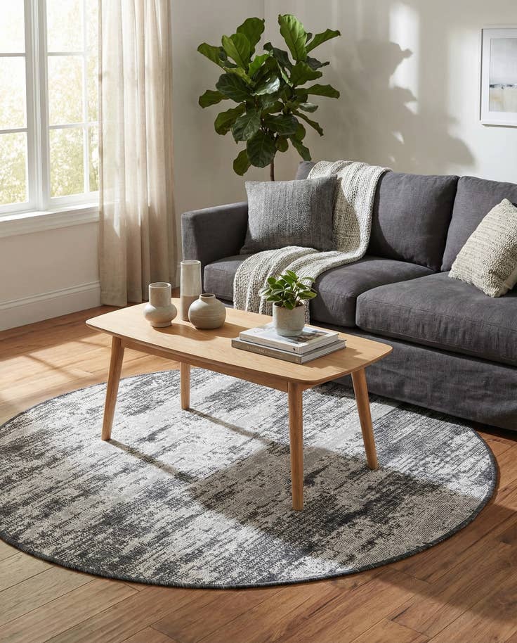 Detail image of 4' x 4' Easy-Clean Modern Indoor / Outdoor Round Rug