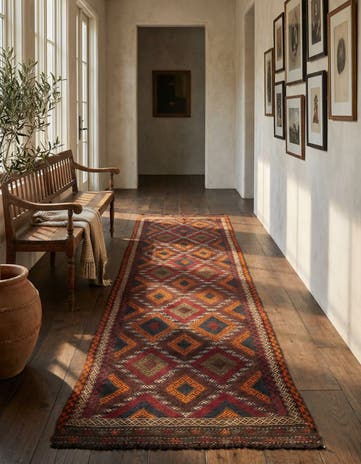 2' 4 x 9' 1 Hand Knotted Kilim Fars Persian Wool Runner Rug