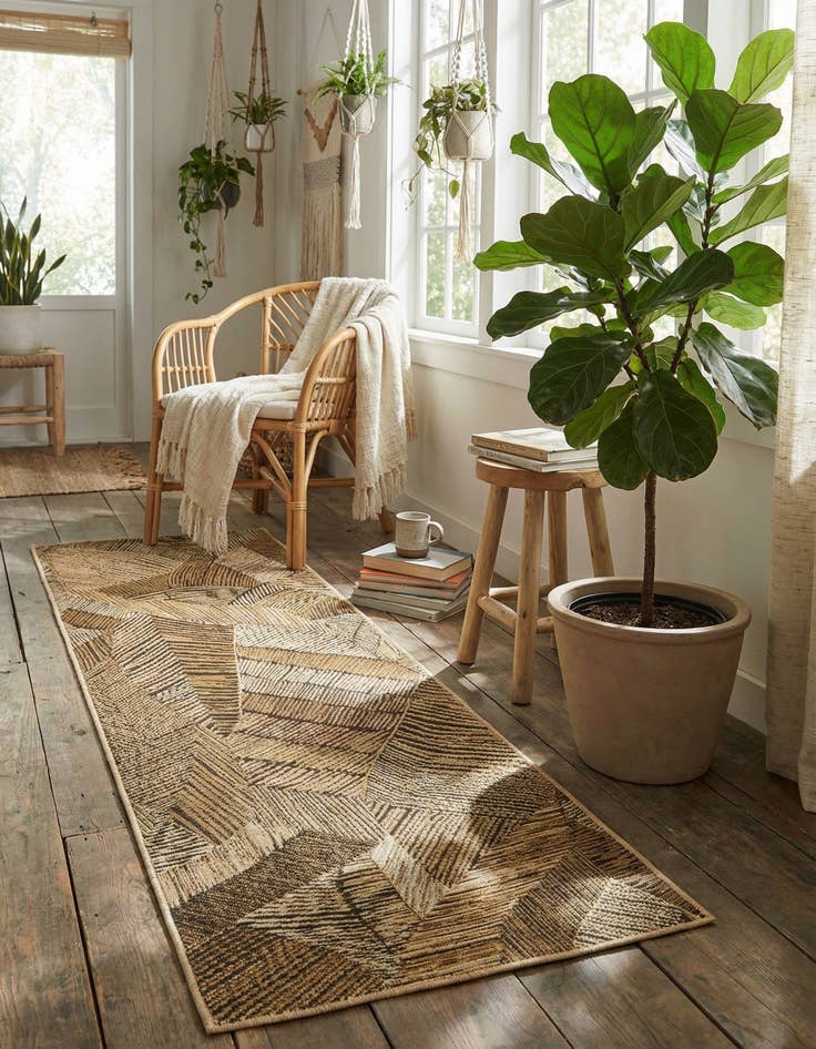 Detail image of 2' x 6'  Washable Botanical Indoor / Outdoor Runner Rug