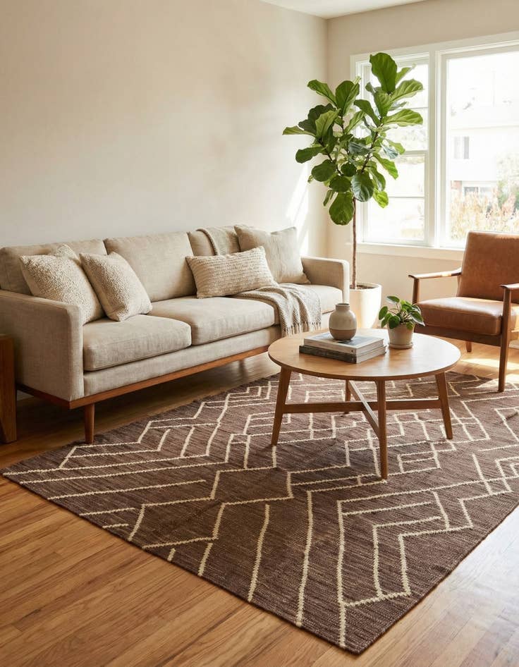 Detail image of 4' 4 x 6'  Hand Woven Kilim Modern Wool Rug