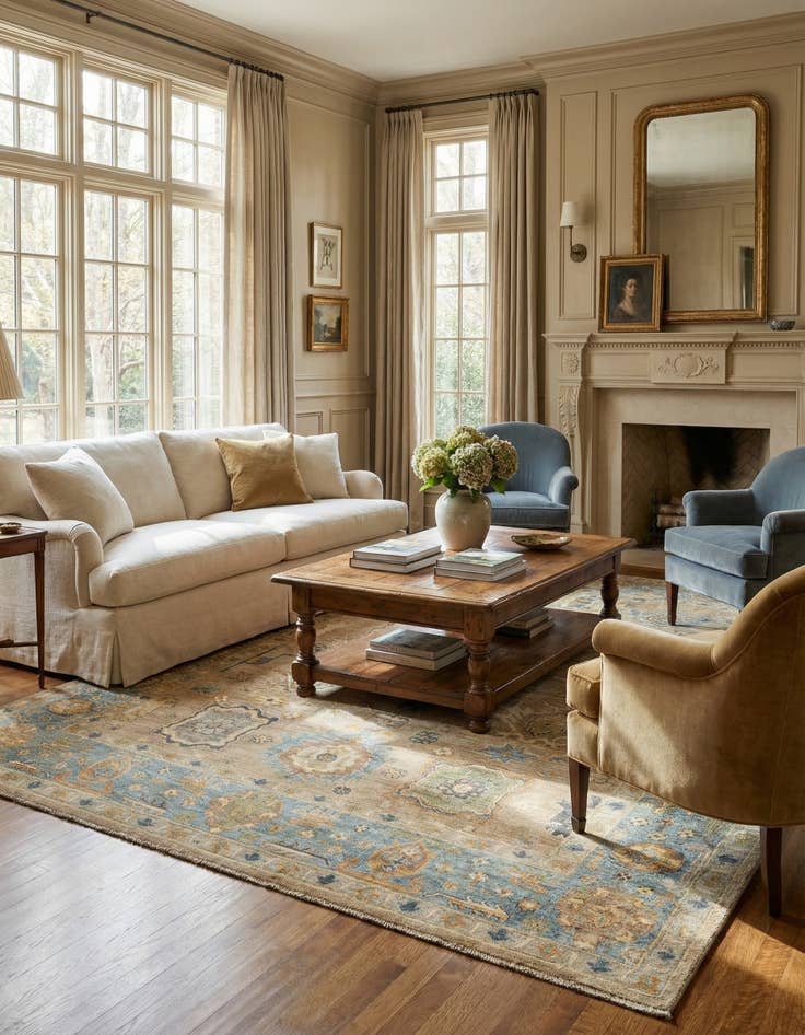 Detail image of  7' 11 x 9' 5  Hand Knotted Oushak Rug