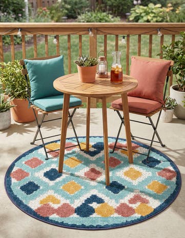 3' 3 x 3' 3 Easy-Clean Belize Indoor / Outdoor Round Rug