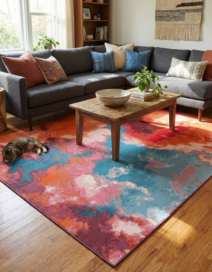 Detail image of 7' 10 x 10' Easy-Clean Modern Indoor / Outdoor Rug