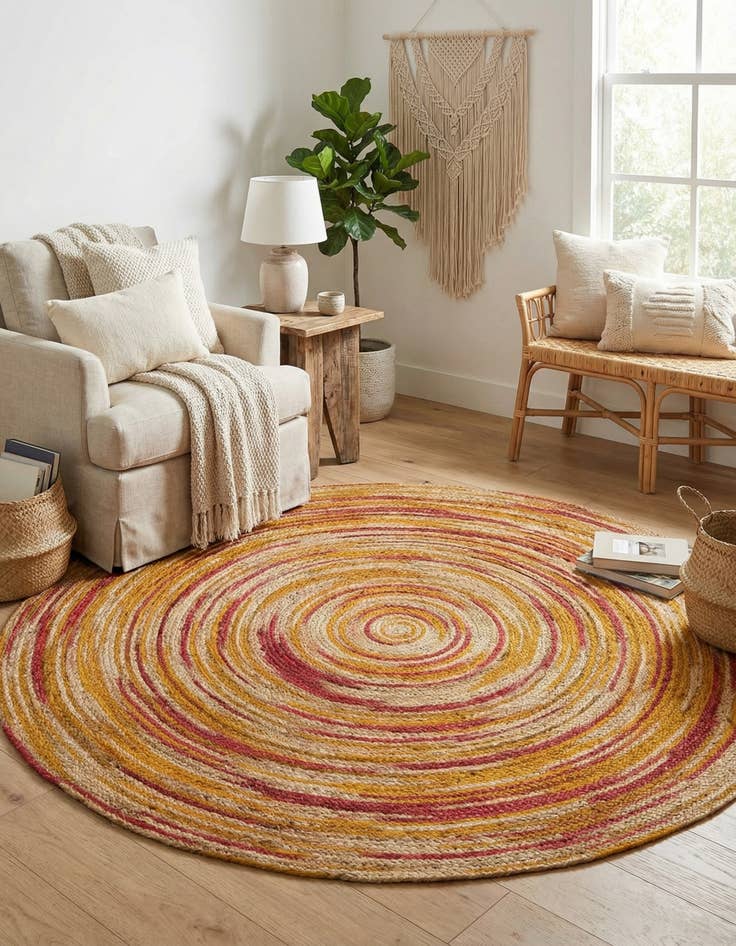 Detail image of  6' 1 x 6' 1  Hand Braided Jute Round Rug