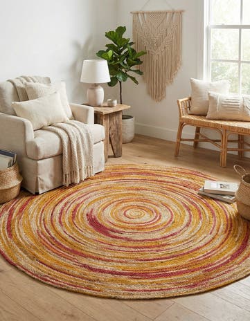 6' 1 x 6' 1 Handmade Braided Jute Round Rug
