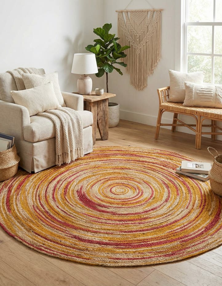 6' 1 x 6' 1 Handmade Braided Jute Round Rug