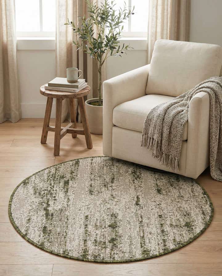 3' x 3' Easy-Clean Modern Indoor / Outdoor Round Rug