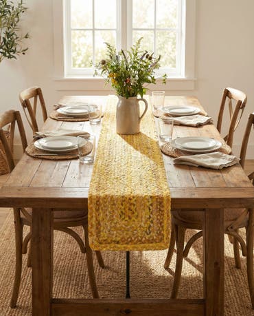  1' 2 x 10'  Hand Braided Chindi Table Runner Rug