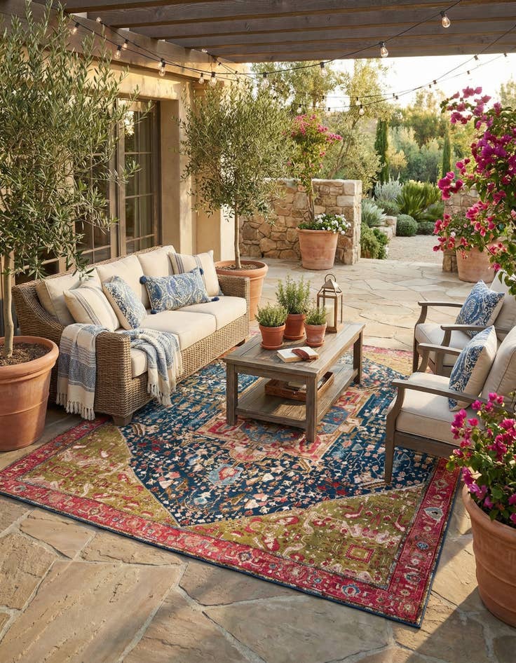 Detail image of 10' x 12'  Washable Traditional Indoor / Outdoor Rug