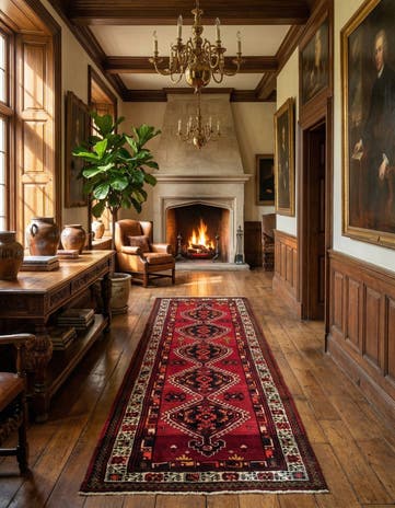 3' 9 x 10' 10 Hand Knotted Ardabil Persian Wool Runner Rug