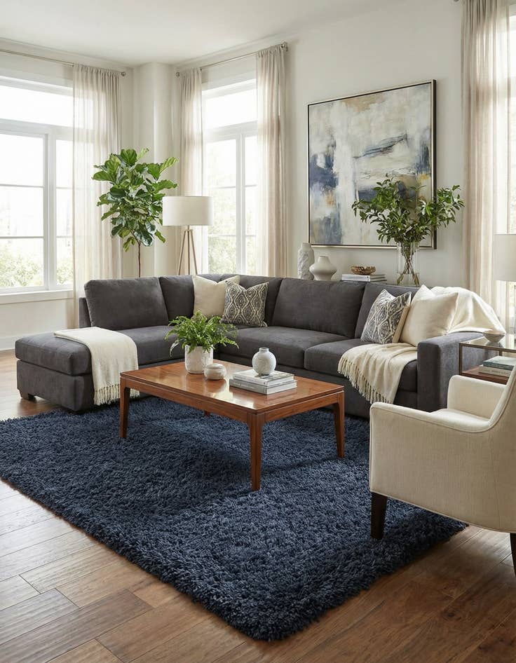 Detail image of 4' 8 x 6' 4 Solid Shag Rug