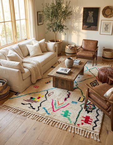 5' x 8' Hand Knotted Moroccan Wool Rug