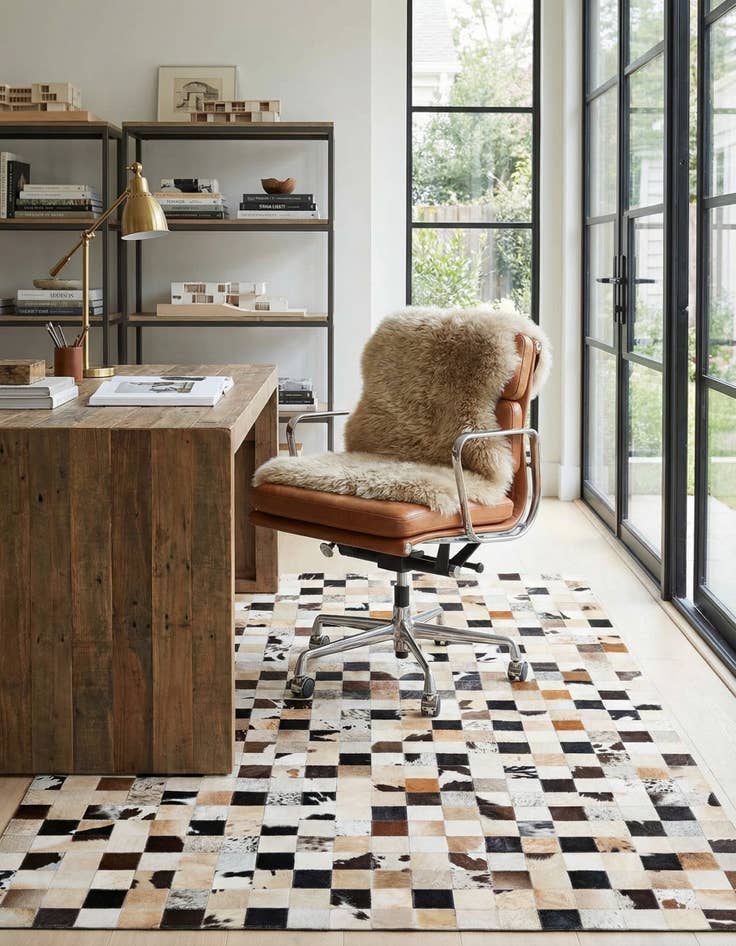 Detail image of  5' 2 x 7' 11 Cowhide - Patchwork Rug