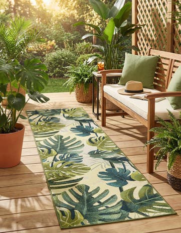 2' 7 x 10' Easy-Clean Botanical Indoor / Outdoor Runner Rug