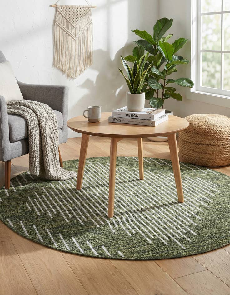 Detail image of  3' x 3'  Washable Modern Indoor / Outdoor Round Rug