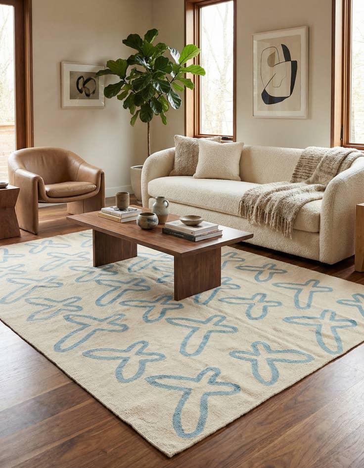 Detail image of 5' 8 x 7' 10  Hand Woven Kilim Modern Wool Rug