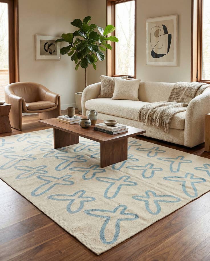 Detail image of 5' 8 x 7' 10 Hand Woven Kilim Modern Wool Rug