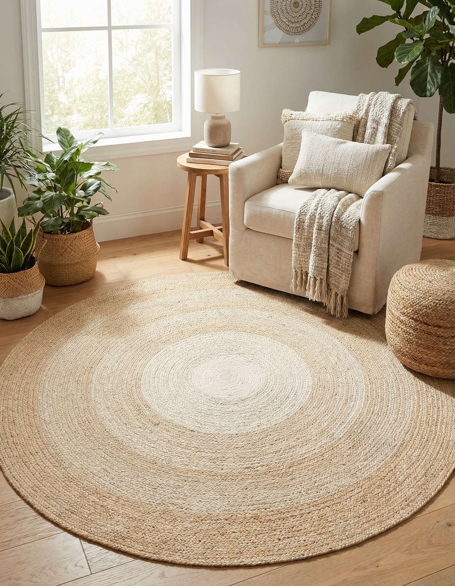 5' 1 x 5' 1 Handmade Hand Braided Wool Round Rug