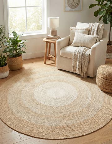 5' 1 x 5' 1 Handmade Hand Braided Wool Round Rug