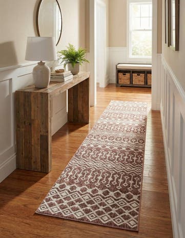 Dusty Rose Eco Trellis Runner Rug