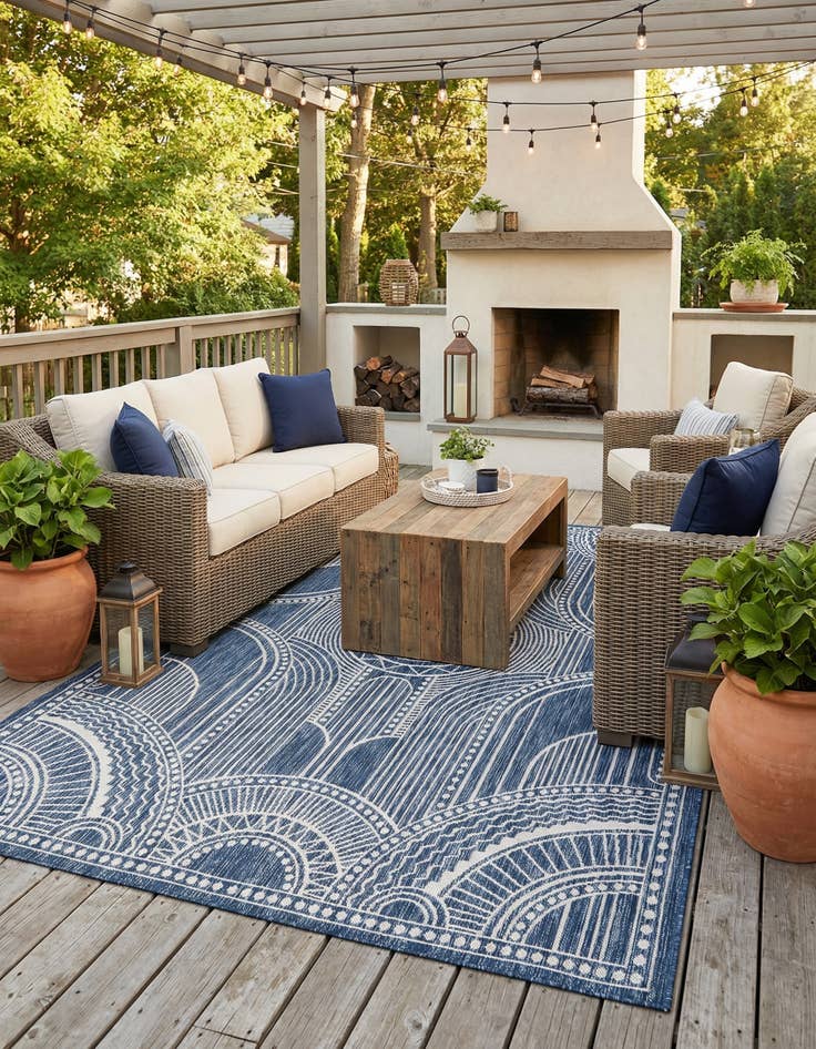 Detail image of 6' x 9'  Washable Traditional Indoor / Outdoor Rug