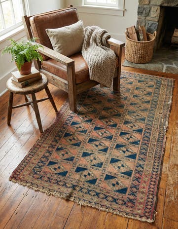 3' 3 x 5' 6 Hand Knotted Balouch Persian Wool Rug