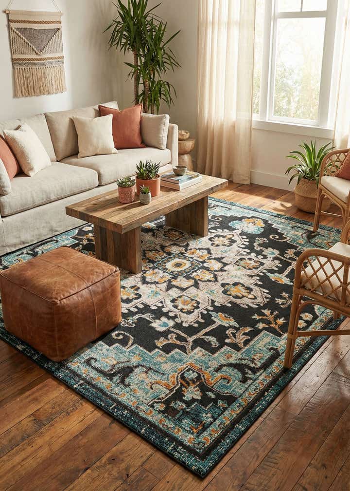 7' 10 x 7' 10 Easy-Clean Casablanca Indoor / Outdoor Square Rug