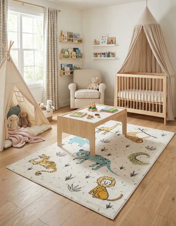 5' 3 x 8' Animals Whimsy Kids Rug