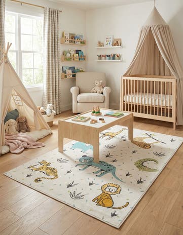 5' 3 x 8' Animals Whimsy Kids Rug