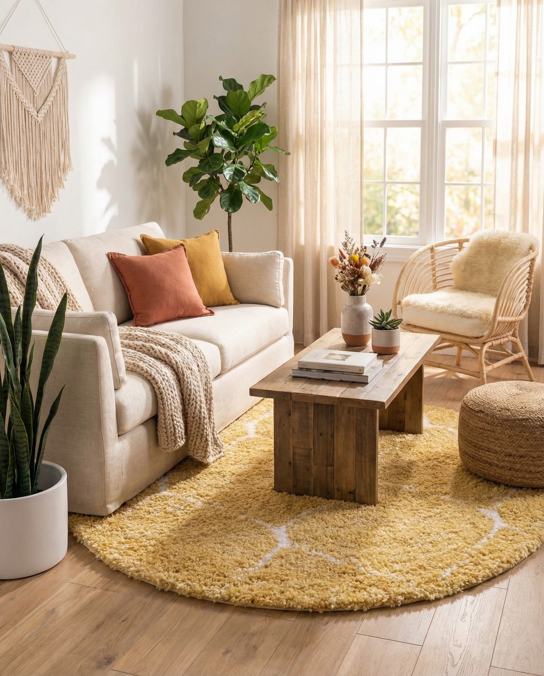  5' x 5' Moroccan Shag Round Rug