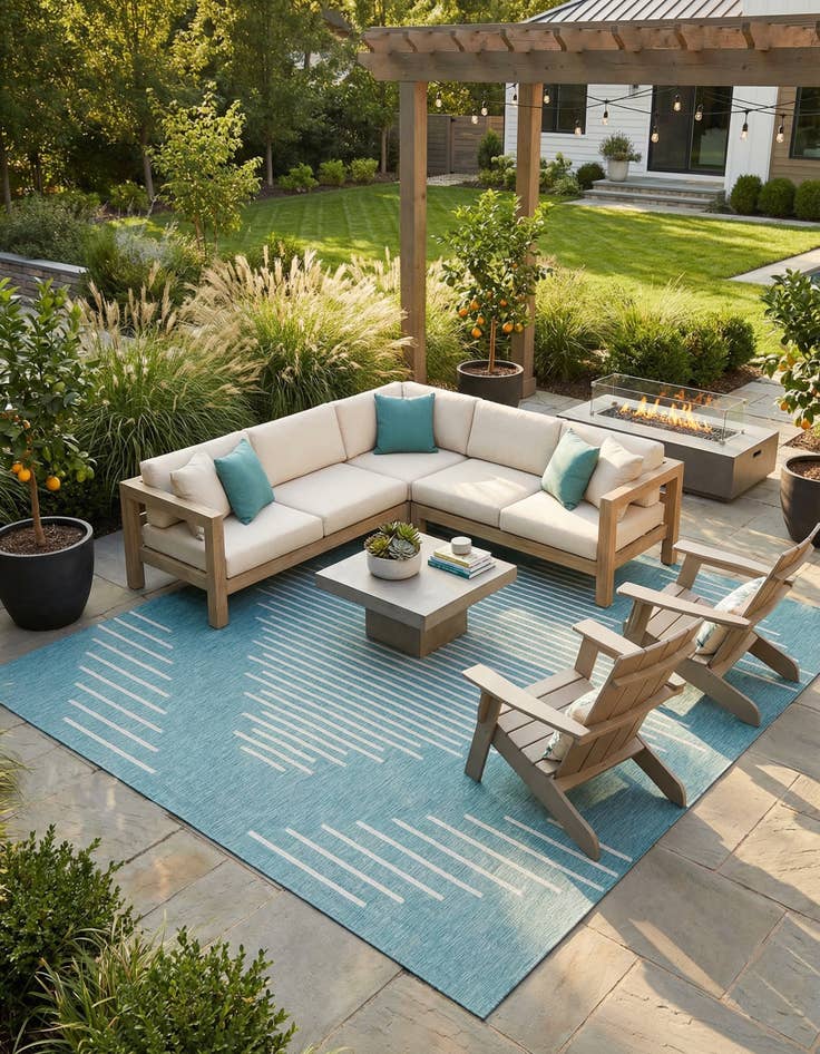 Detail image of 13' x 13'  Washable Modern Indoor / Outdoor Square Rug