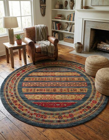 8' x 8' Kashkuli Gabbeh Round Rug