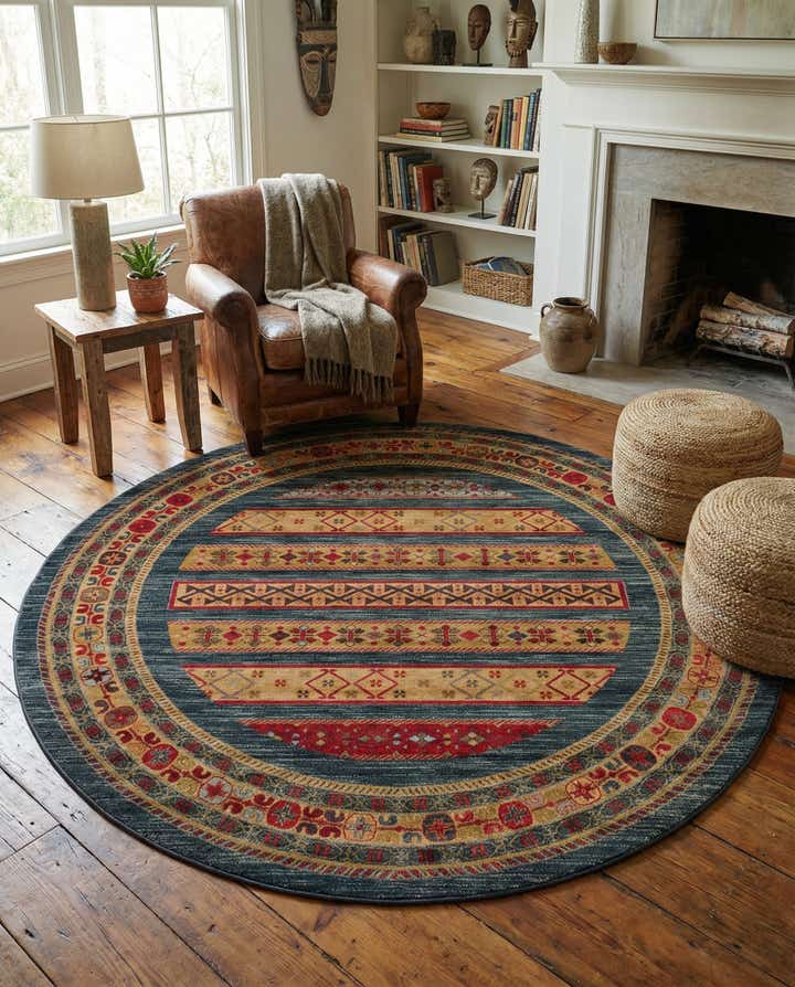 8' x 8' Kashkuli Gabbeh Round Rug
