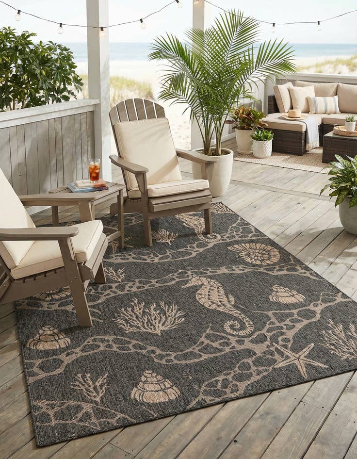 Detail image of 7' 10 x 10' Easy-Clean Coastal Indoor / Outdoor Rug