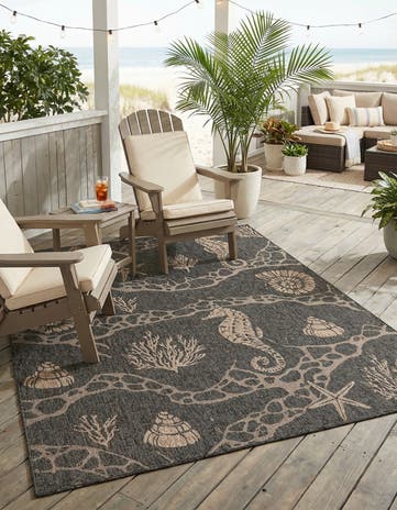 7' 10 x 10' Easy-Clean Coastal Indoor / Outdoor Rug