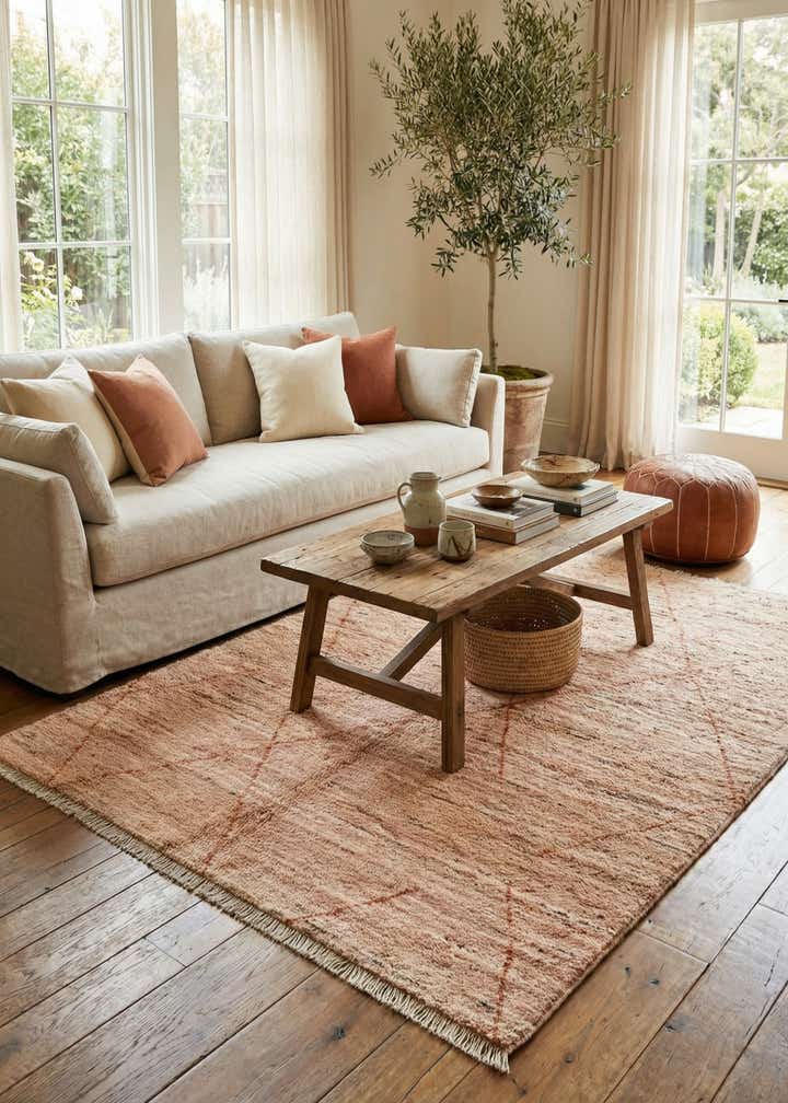 4' 7 x 6' 6 Hand Knotted Moroccan Wool Rug