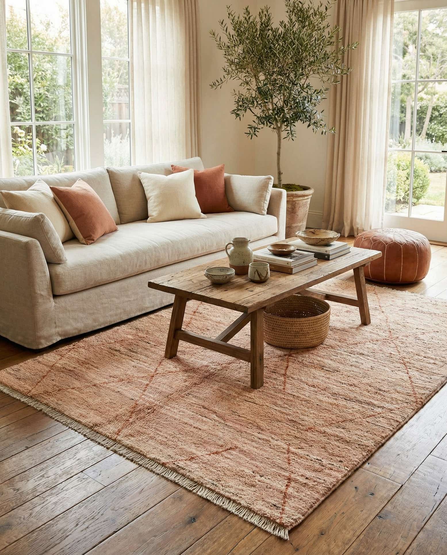 4' 7 x 6' 6 Hand Knotted Moroccan Wool Rug