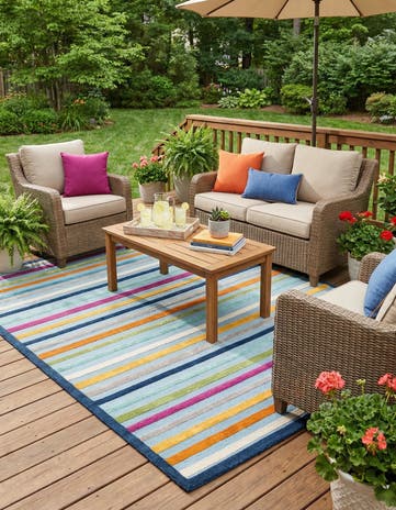 Blue Easy-Clean Aruba Indoor / Outdoor Rug