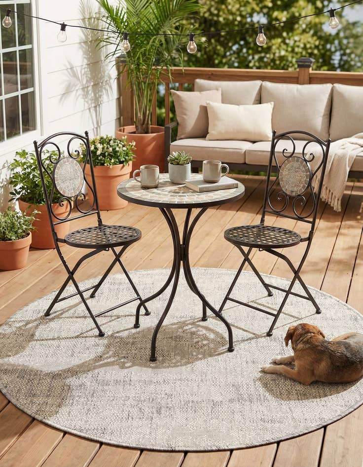 Detail image of 3' x 3'  Washable Modern Indoor / Outdoor Round Rug