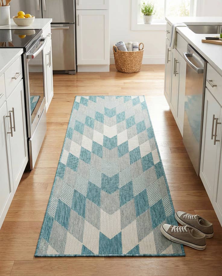 Detail image of 2' x 6' Easy-Clean Modern Indoor / Outdoor Runner Rug