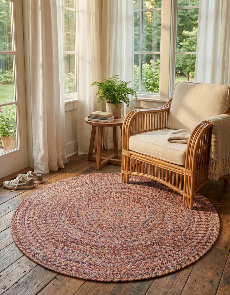 Detail image of 3' 3 x 3' 3  Hand Woven Eco Verse   Washable Indoor / Outdoor Round Rug