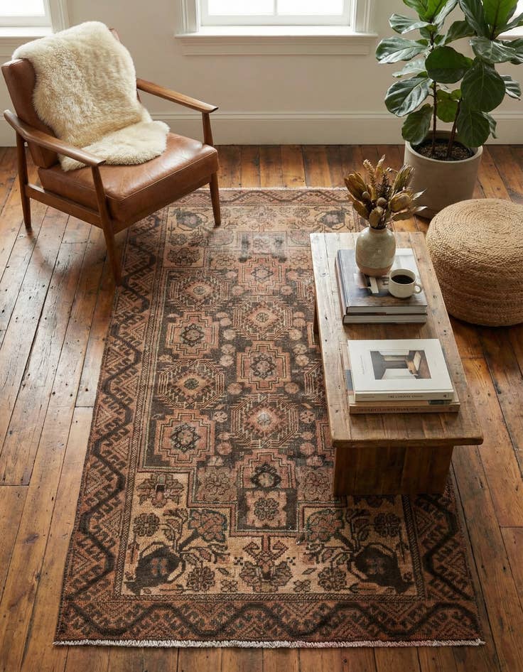 Detail image of  3' 3 x 6' 4  Hand Knotted Ultra Vintage Persian Wool Rug