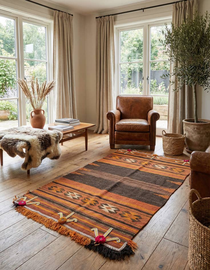 Detail image of 2' 10 x 5' 4  Hand Woven Kilim Fars Wool Rug